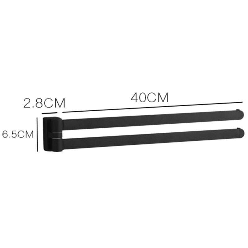 Barra de toalla giratoria, toalleros dobles movibles de goma mate, cromados y pulidos, accesorios de baño negros
