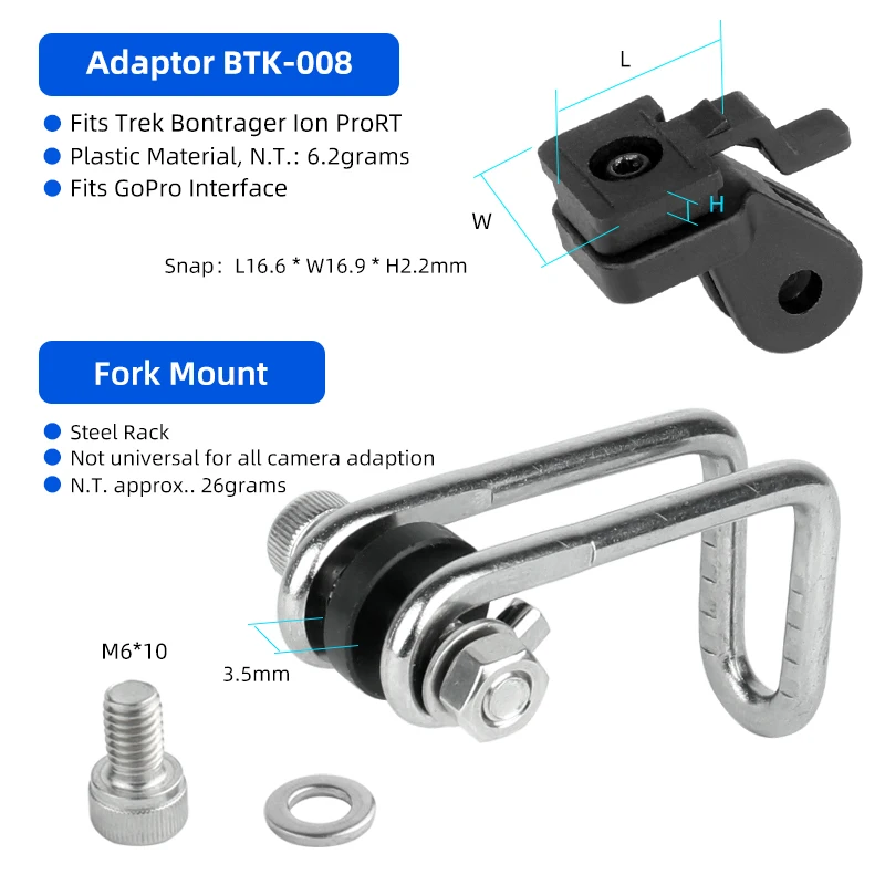 Adaptor for Trek Bontrager Ion Prort Fits GoPro Adaption Bicycle Headlight Stand Handlebar Stem Fork Helmet Saddle Mount: Red