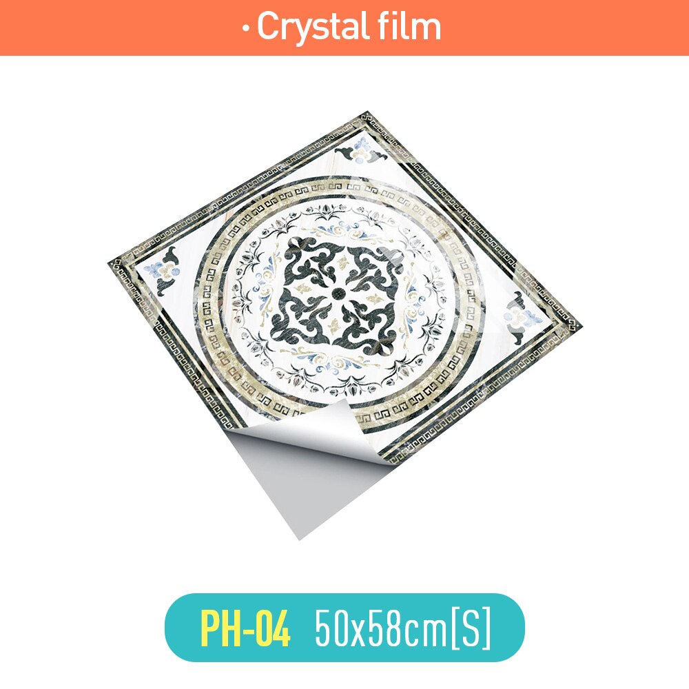 Mosaicos adhesivos de estilo europeo, pegatinas de mármol de simulación, pegatinas para el suelo, pasillo, porche, piso, decoración de azulejos para el hogar sti: Crystal film