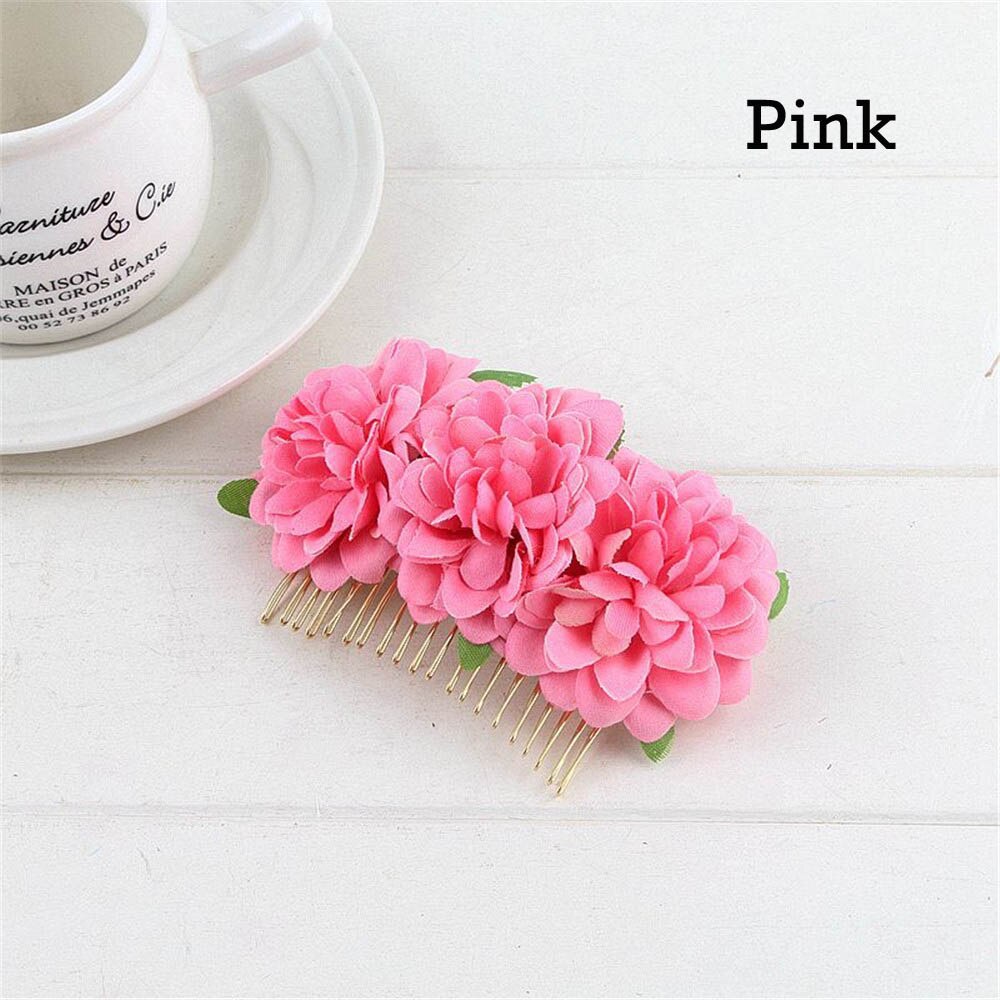 1 Pcs Rose Flower Hair Combs Wedding Crown Headwear Blooming Flower Headband for bride girls flower hair clip Wedding Jewelry: 5