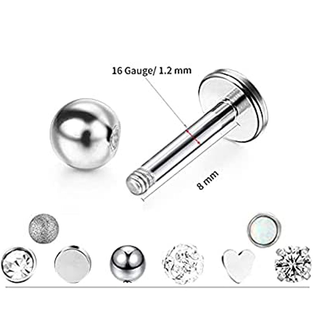 16G Lip Rings Stainless Steel Tragus Monroe Stud Piercing Rings Helix Horseshoe Earrings Hoop Labret Body Jewelry for Women Men