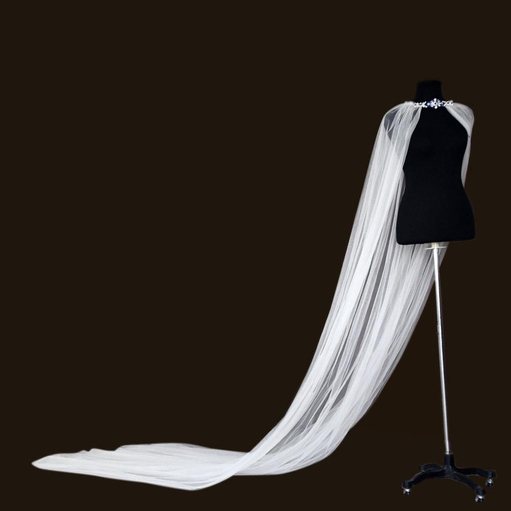 ZMG28 3M Long Wedding Shawl Tulle Blue Rhinestone Bridal Cape Cloak Shawl Cover over the Shoulder for Formal Party Women's cape