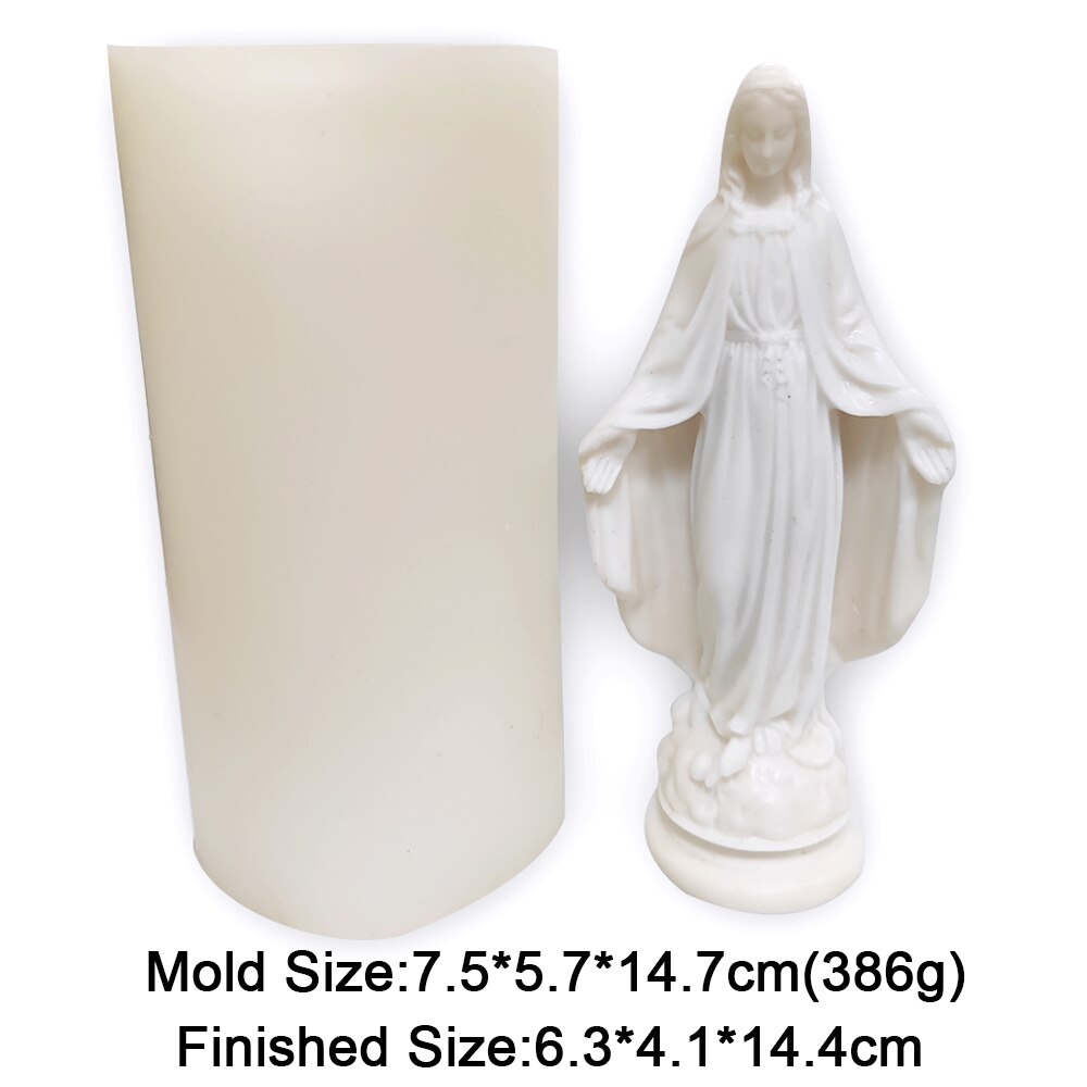 Moule en Silicone vierge marie de grande taille, pour bricolage, artisanat fait à la main, en résine époxy, moule de fabrication de bougies en gypse, outils de décoration chrétien: S1081XN