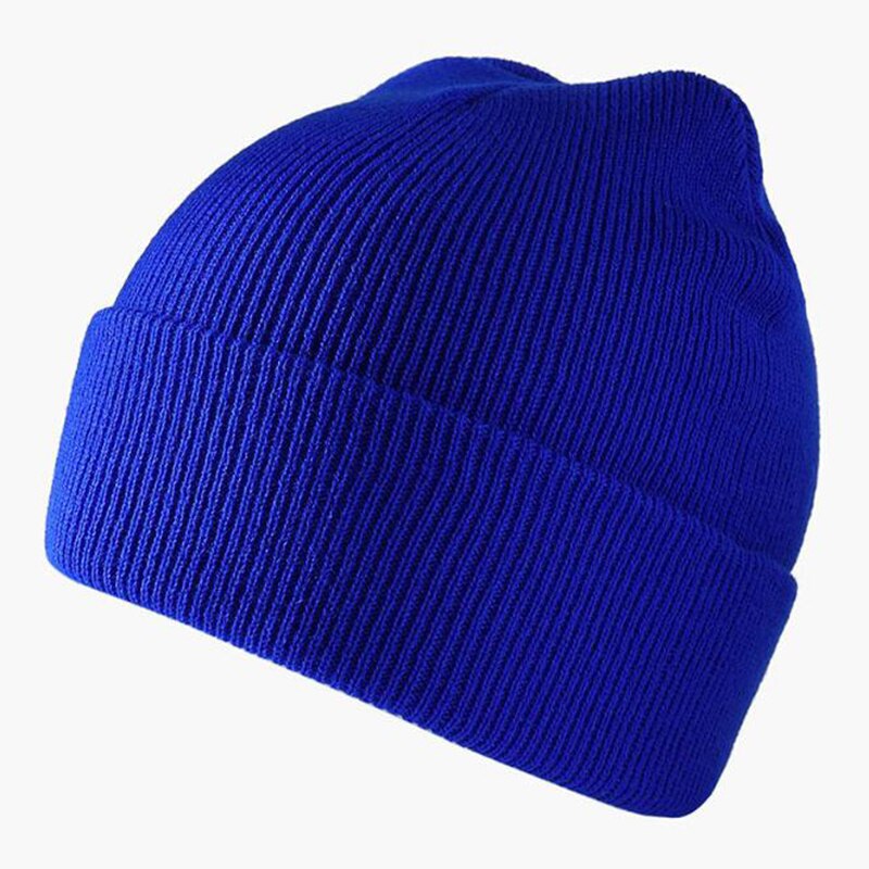 Mode Effen Kleur Gebreide Mutsen Hoed Winter Warm Ski Hoeden Mannen Vrouwen Multicolor Caps Zachte Elastische Cap Sport Bonnet: Blauw