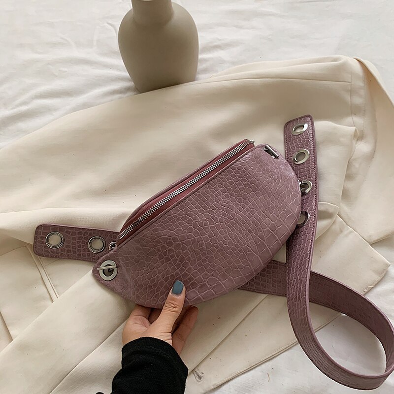 Small Stone Pattern PU Leather Crossbody Bags For Women Summer Shoulder Handbags Female Travel Cross Body Bag: Purple