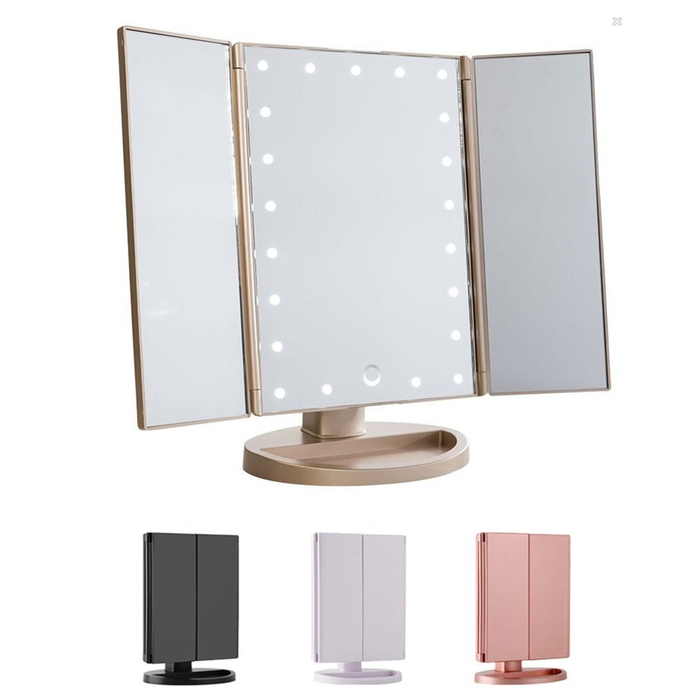 Makeup Mirror LED Touch Screen 22 Light Table Desktop Makeup 2X/3 XMagnifying Mirrors Vanity 3 Folding Adjustable Mirror