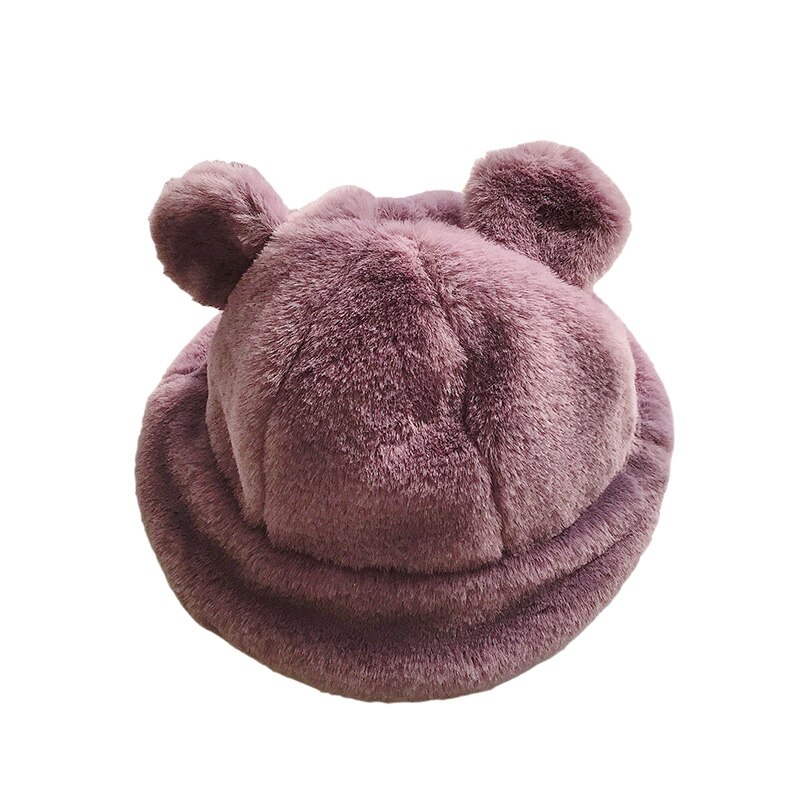 Winter Baby Hat Faux Fur Kids Bucket Hats for Girls Boys with Ears Children Cap Kids Hats Caps Accessories 2-5Y: F