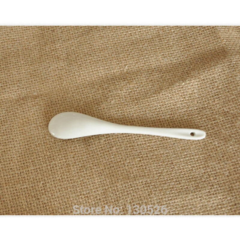 5Pcs Coffee Spoon Kitchen Supply Ceramic Spoon Pure White Bone China Tableware Tea Small Spoon Porcelain Scoop