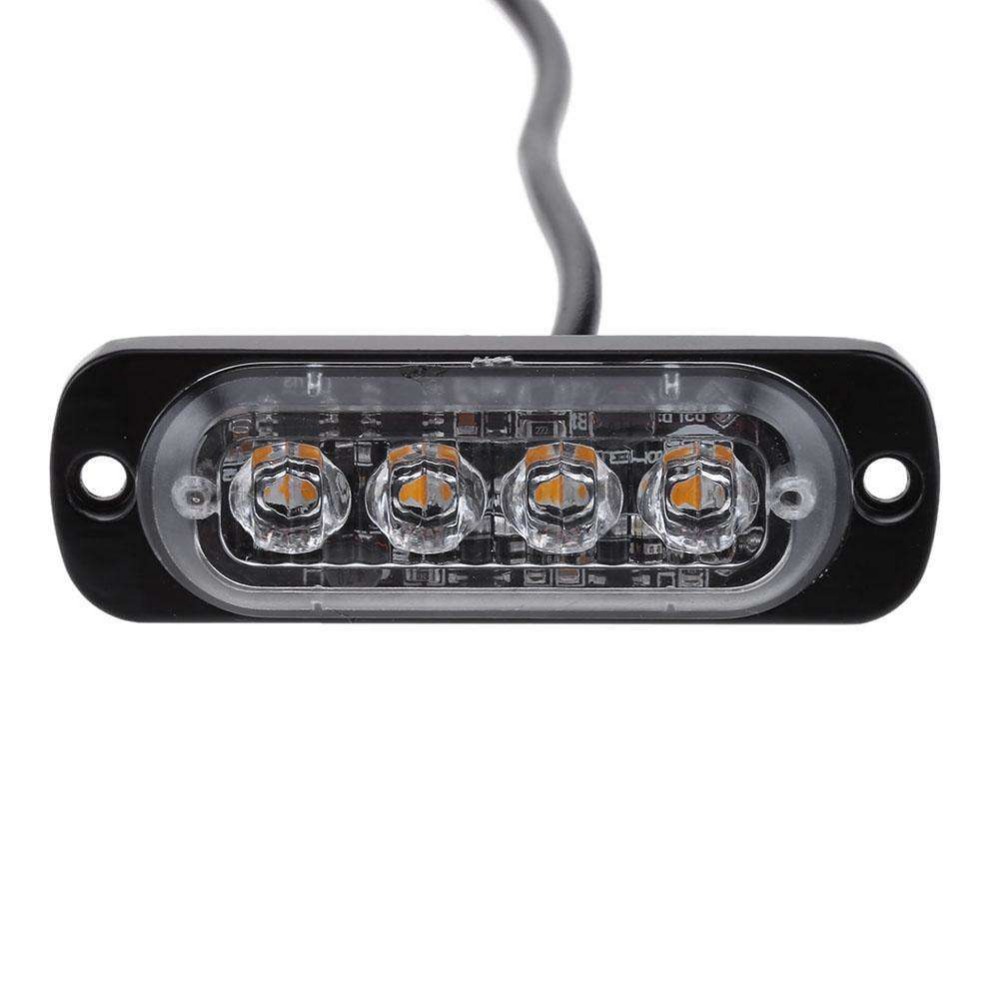 4 LED Strobe Waarschuwingslampje Strobe Grill Knipperende Afbraak Noodverlichting Auto Vrachtwagen Baken Lamp Amber Verkeerslicht