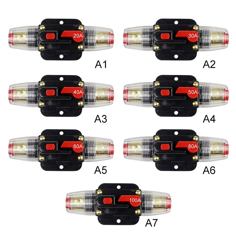 100a 80a 60a 50a 40a 30a 20a 12v / 24v / 48v dc nulstillelig afbryder, der kan nulstilles, forsikring for solcelleanlæg