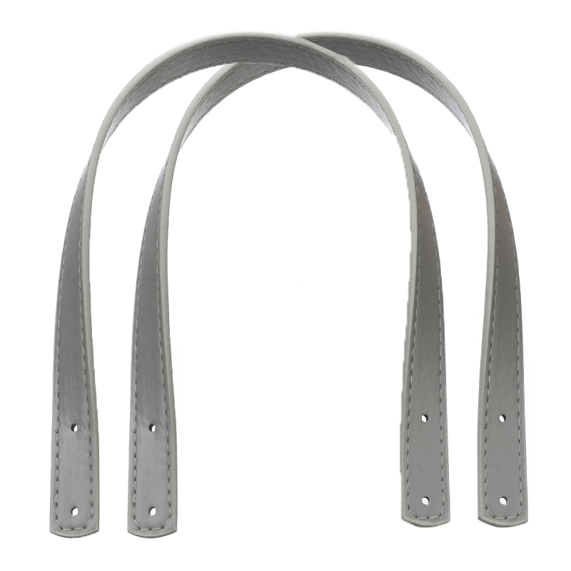 Asas de Pu para bolsos de mujer, accesorios desmontables para bolsos, correa para bolso de hombro DIY con remaches plateados, 2 uds.: Gris claro