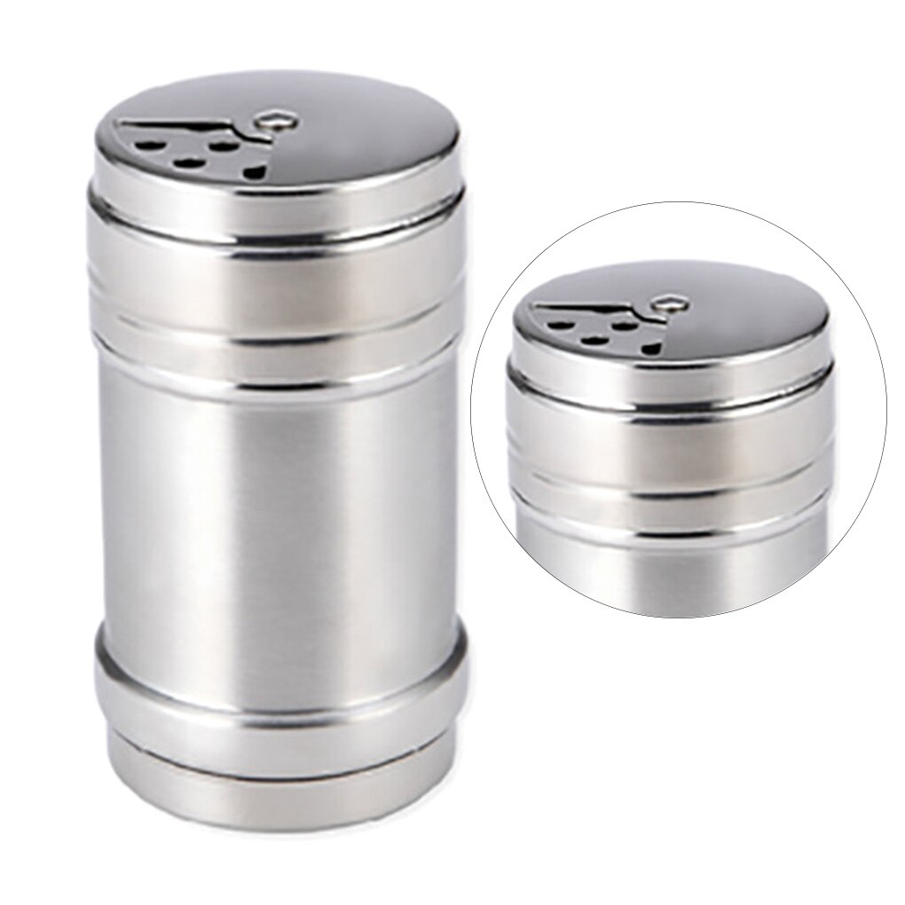 Rotating Lids Spice Dispenser Stainless Steel Spice Shaker Multi Function Cooking BBQ Pepper Salt Jar