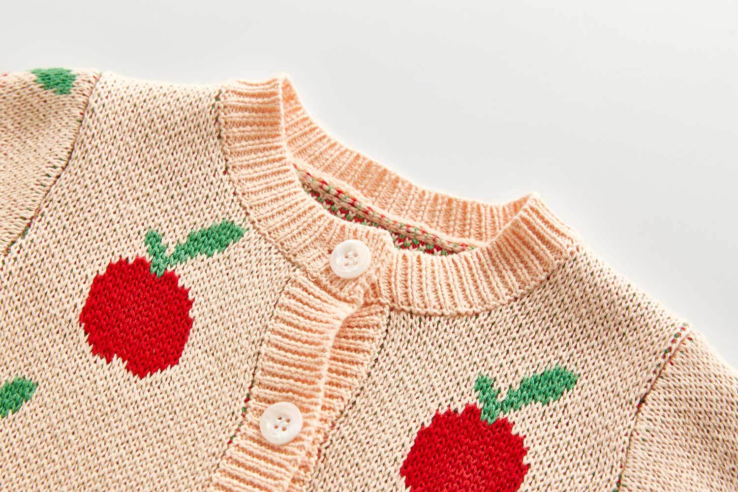 Herfst Baby Meisjes Trui Pakken Apple Print Jas + Jumpsuit Baby Gebreide Bodysuit Baby Meisje Kleding Kinderen Gebreide Set
