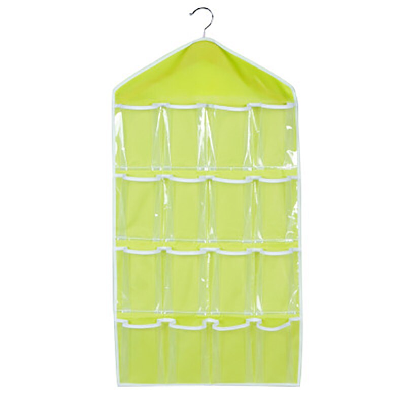 16 Grid Foldable Wardrobe Wall Door Back Hanging Bag Underwear Sock Tie Hanging Shoe Storage Clothes Organizer Sundries Pouch: Green