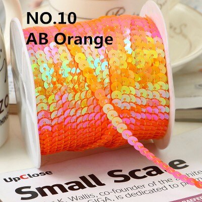 100Yard 6Mm Ab Plating Kleur Spangle Pailletten Lint Op Trim, platte Ronde Sequin Naaien Pailetten String In Roll Voor Wedding Craft: AB ORANGE