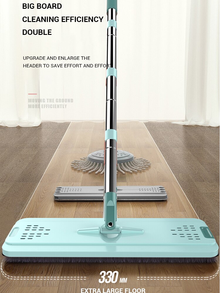 Balai serpillère magique à pression plate automatique directe avec seau pour le nettoyage des sols de la maison/cuisine