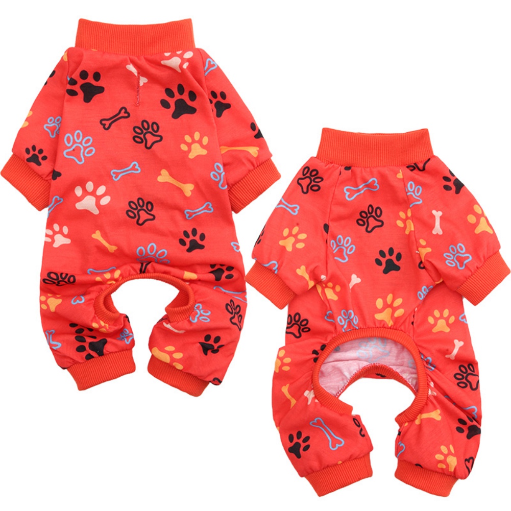 Primavera outono cachorro macacões pegadas imprimir animal de estimação traje roupas para filhote de cachorro gatinho macio respirável roupas suprimentos