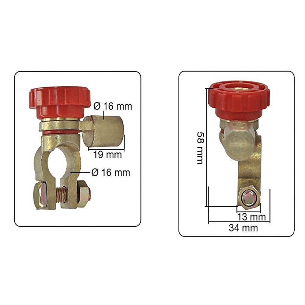 17mm Auto Car Battery Disconnect Switch Isolator Cut Off Switch (Red) car Accessories