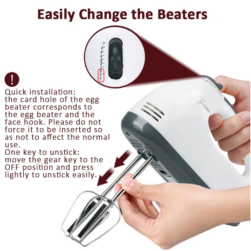 Hand Electric Mini Mixer Food Blenders 7 Speed Control Multifunctional Food Processor Kitchen Mini Electric Manual Cooking Tools