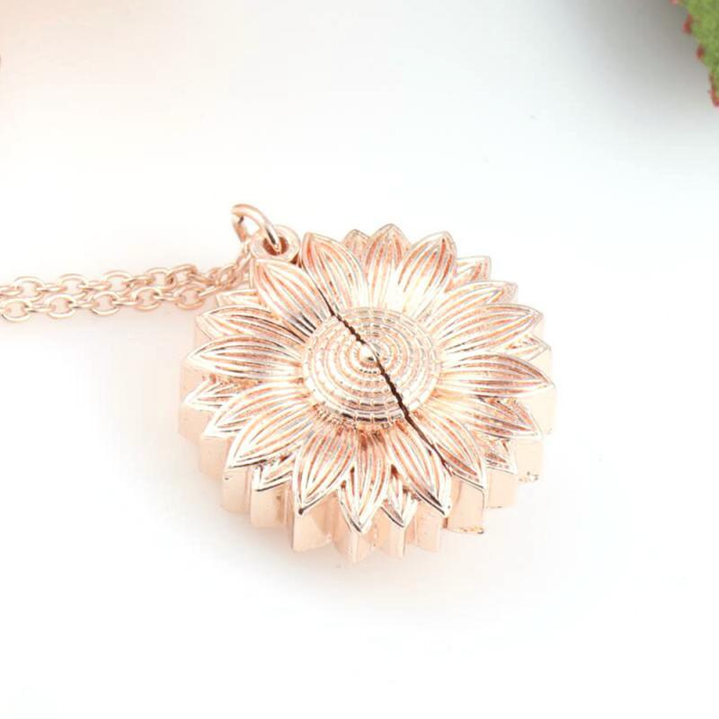 You Are My Sunshine Open Locket Sunflower Necklace Boho Jewelry Stainless Steel Friendship Bff Letter Necklace Collier