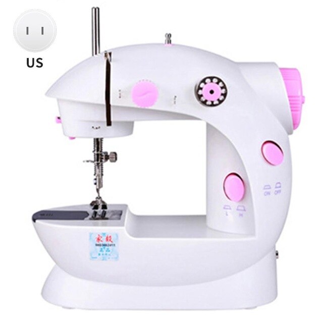 Naaimachine Mini Naaimachine Elektrische Naaimachine Hand-Held Naaimachine Abs Roze Kleine Draagbare Multifunctionele: US Plug