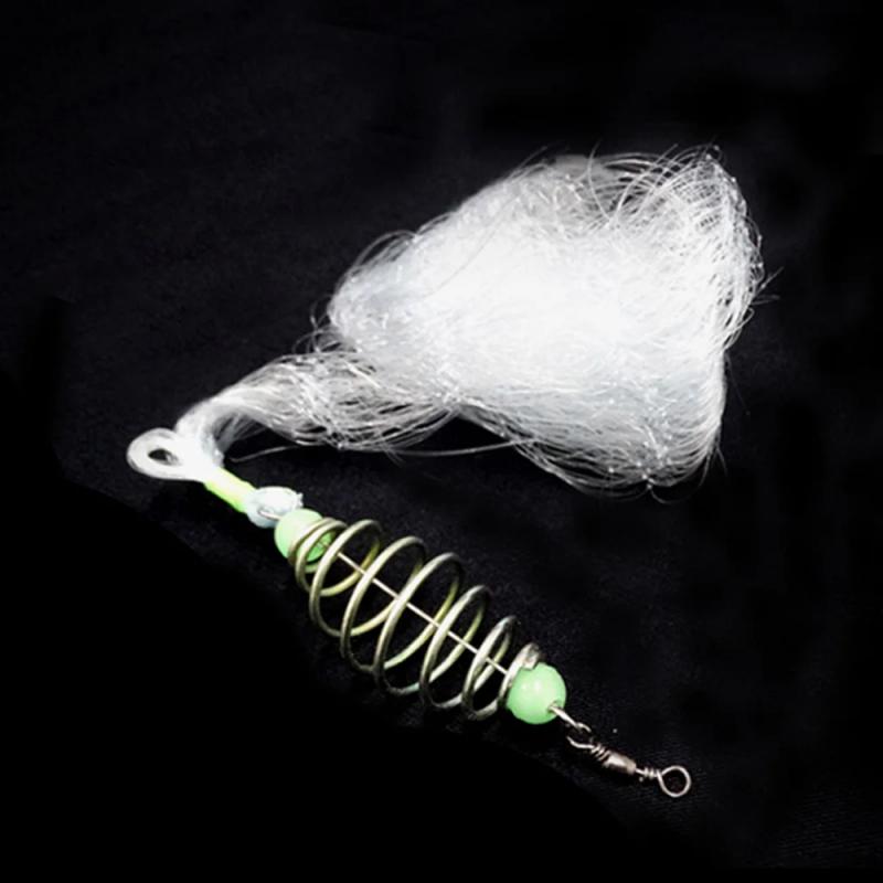 1PC Fishing Net Fishing Cage Fishnet Hook Copper Spring Shoal Net Netting Fishing Tackle Fishing Supplies Fishing Tools: light yellow