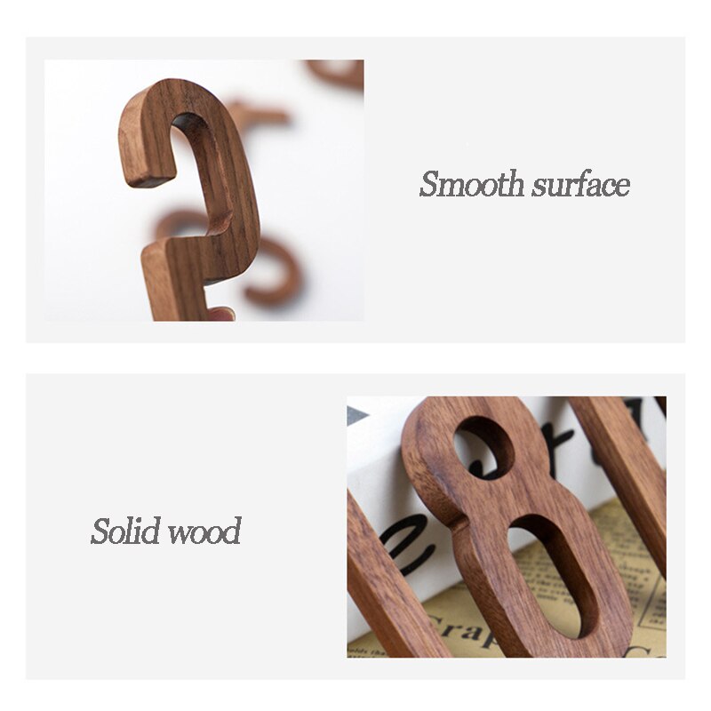 Black Walnut Wooden Numbers 0-9 Solid Wood Craft for DIY Craft House Decoration