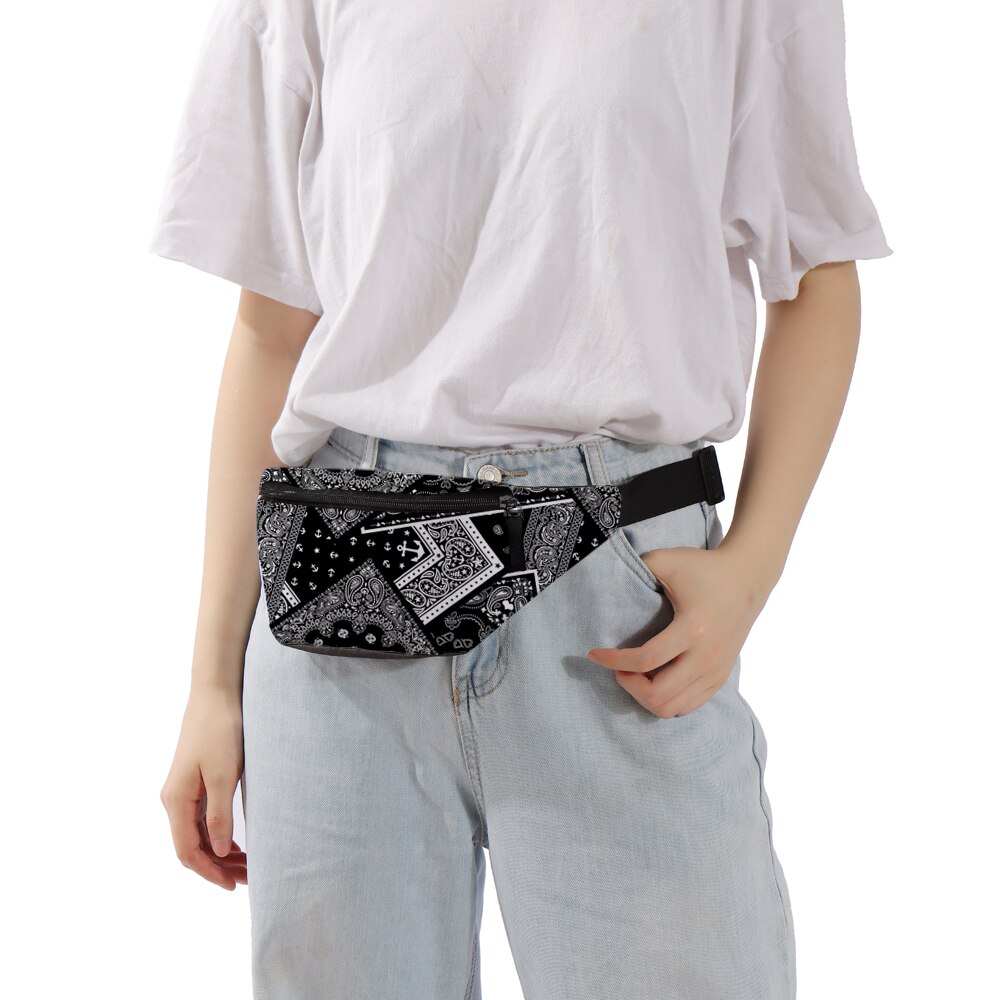 Deanfun Waist Bag Balck And White Printed Fanny Pack For Women Belt Bag 18054