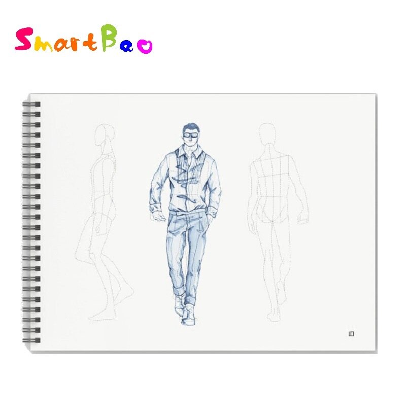 A4 Men Sketchbook School Notebook Male Body Outline Template Drawing Pad Block, Double-sided 50 Sheets Paper: Default Title