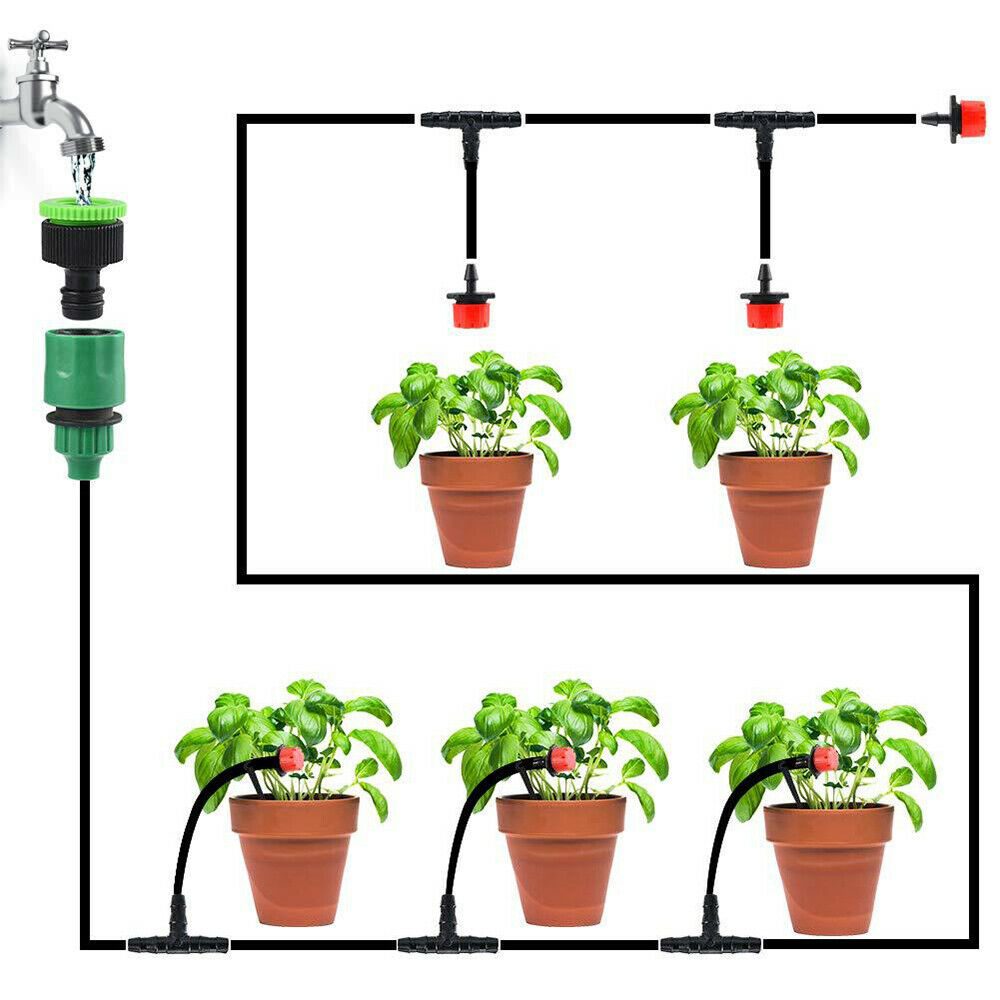 Sistema de riego por goteo automático, Kit de Micro Kits de riego de jardín, gotero ajustable, manguera 4/7, 5M