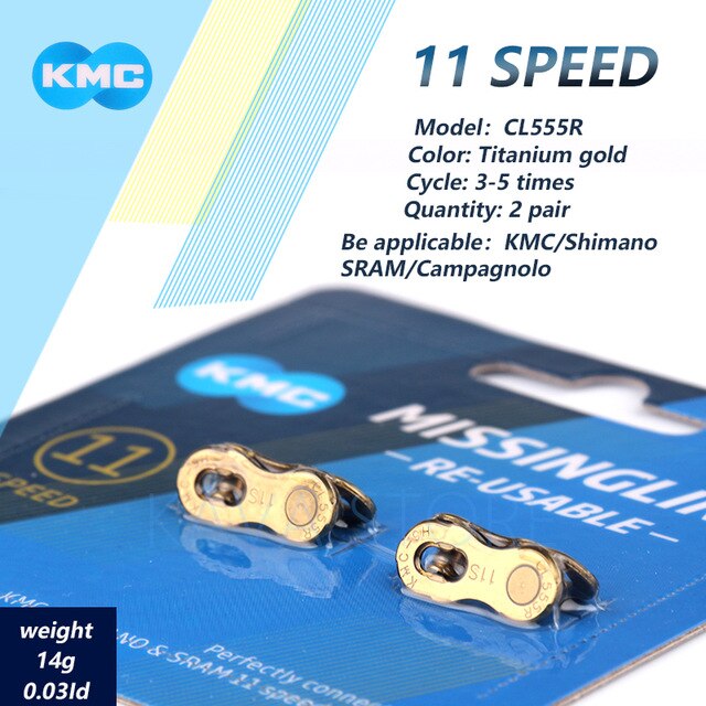 2 Pairs Kmc Fietsketting Ontbrekende Link 6/7/8/9/10/11/12 Speed Fietsen herbruikbare Ketting Magische Sluiting Zilver Goud: 11S CL566R Gold