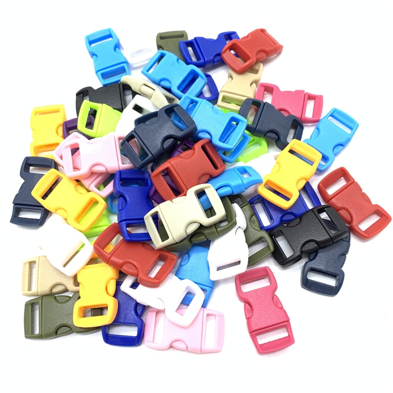 10 sztuk/partia 10mm boczne zwolnienie klamra zakrzywione spadochron 550 bransoletka Paracord dla obroża pasek taśmy odkryty obóz