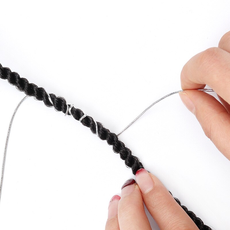 Trenzas de pelo trenzado de color dorado y plateado, cabello fino brillante, cuerdas de pelo trenzado africano, cuerda elástica trenzada