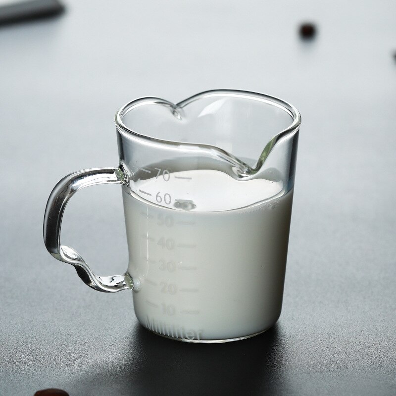 Hittebestendig Glas 70Ml Maatbeker Kleine Melk Cup Keuken Jigger Voor Espresso Koffie Dubbele-Mouthed Ounce cup Melk Cup