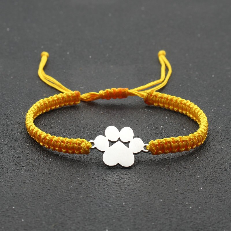 Roestvrij staal Bear Claw bedelarmband Lovers' Lucky handgemaakte gevlochten verstelbare vriendschapsarmbanden voor dames heren koppels: Roest Rood