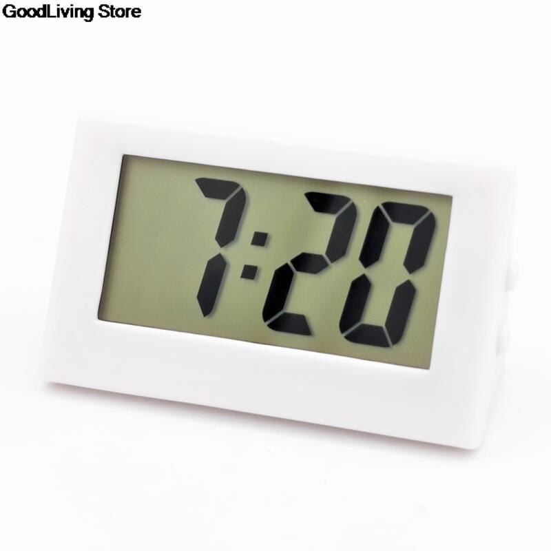 1PC Desk Digital Clock Lcd Screen Self-adhesive Bracket Car Clock Plastic Mini Time Clock Mini Triangle Clock: WT