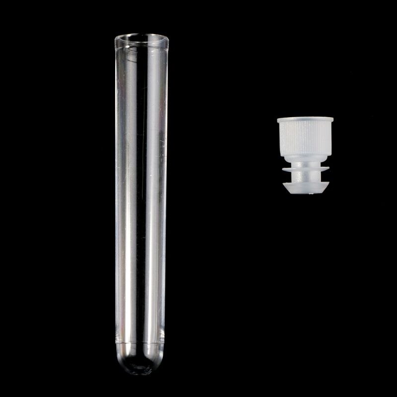 10Pcs Plastic Test Tube With Cap 12x75mm U-shaped Bottom Long Transparent Test Tube Lab Supplies