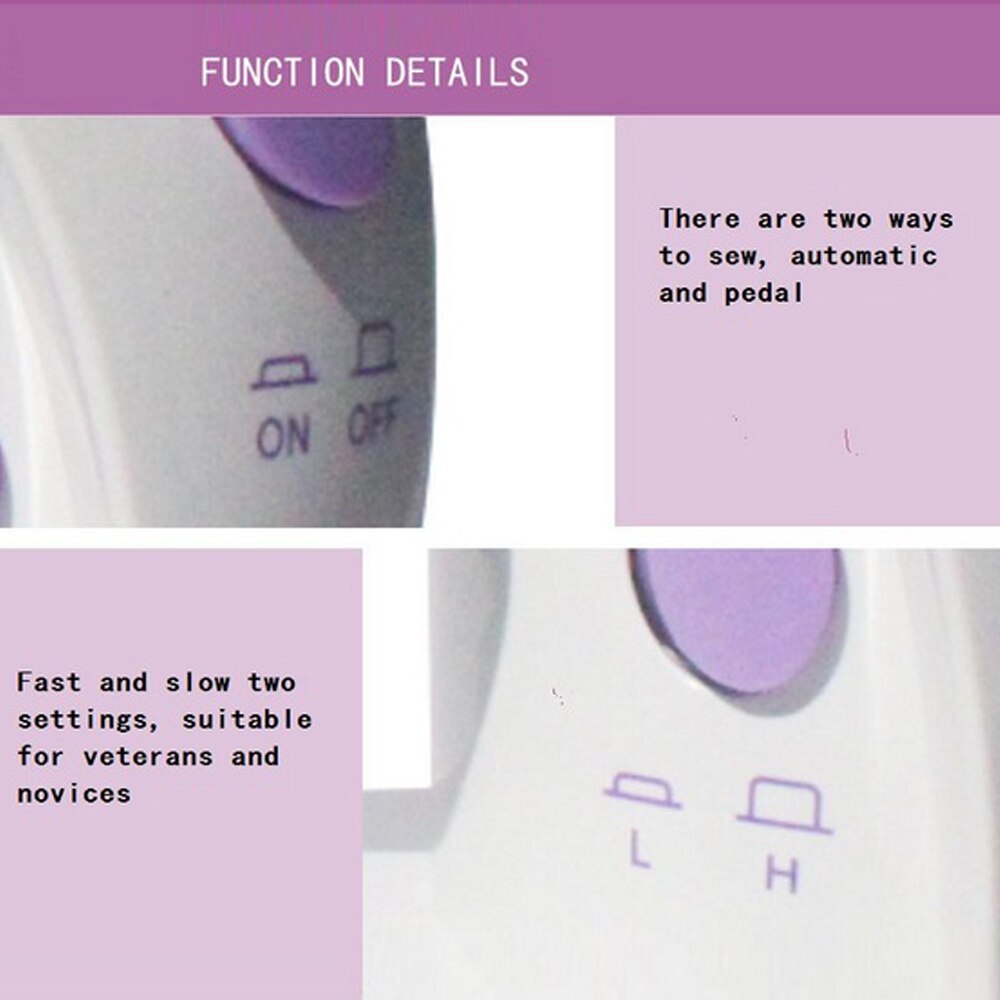 Mini Sewing Machine Portable Household Night Light Foot Pedal Straight Line Hand Table Two Thread Kit Electric Stitch Machine