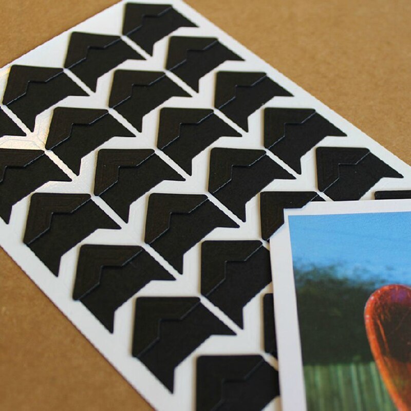 120 unids/lote (5 hojas) Papel kraft clásico esquina pegatinas para álbumes de recortes foto Marco de álbumes DIY decoración, oro/Blanco/Negro ..