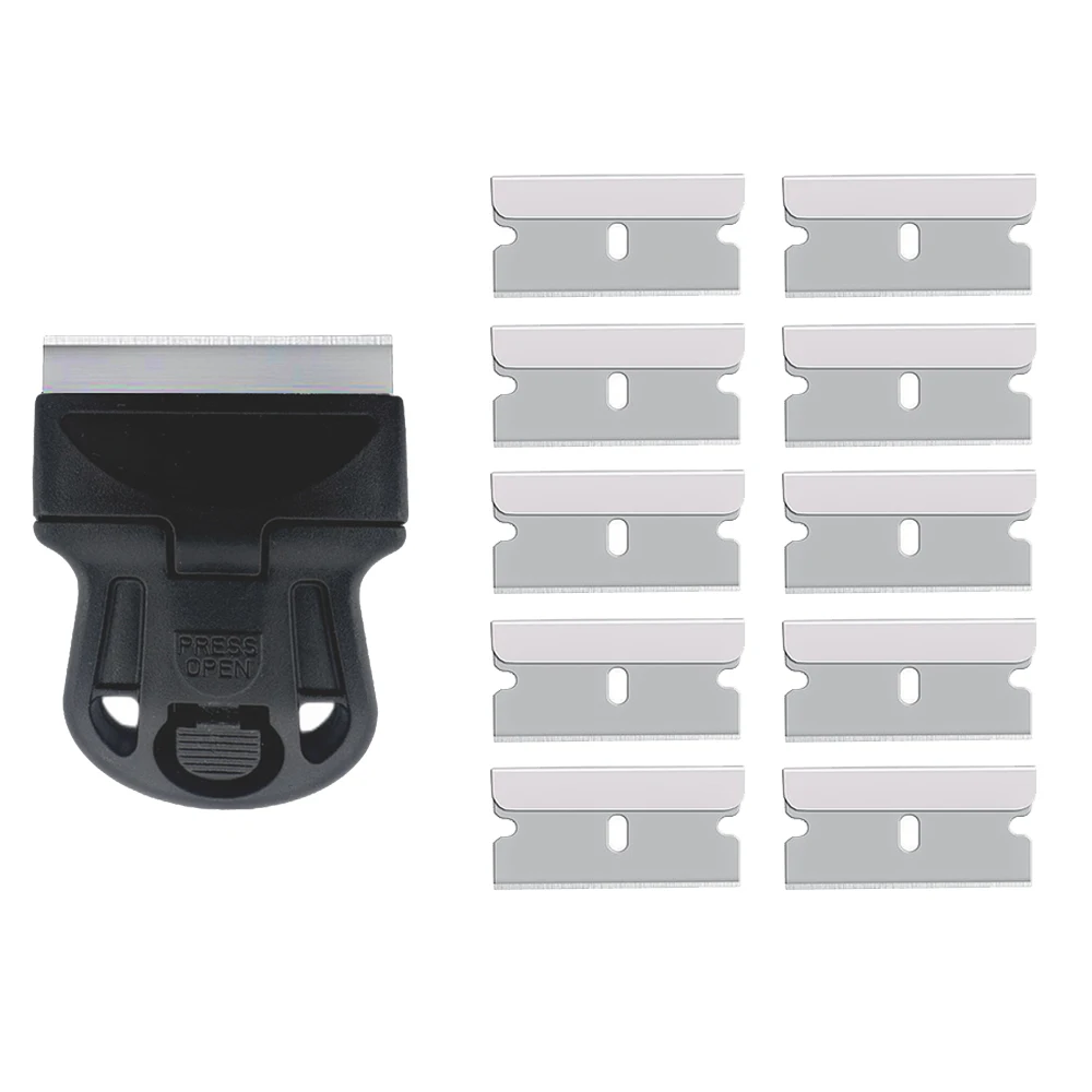 Plastic Handvat Schraper Scheermes Keramisch Glas Raam Verven Gereedschap Schilderij Houder Standaard Rakel Reinigingsblad E49: Rood
