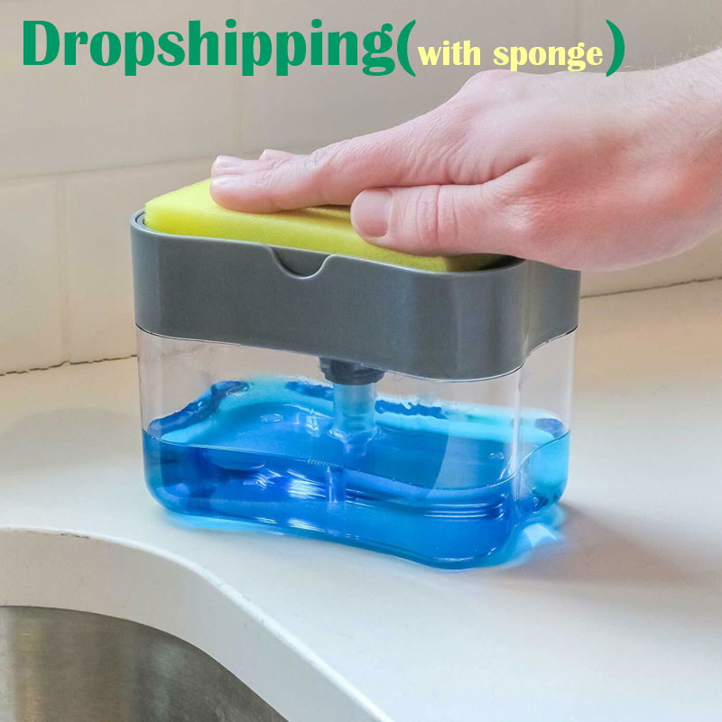 Keuken Zeepdispenser Met Spons Doos Voor Automatische Spons Scrubber Plastic Afwasmiddel Wasmiddel Spons Rack Opslag