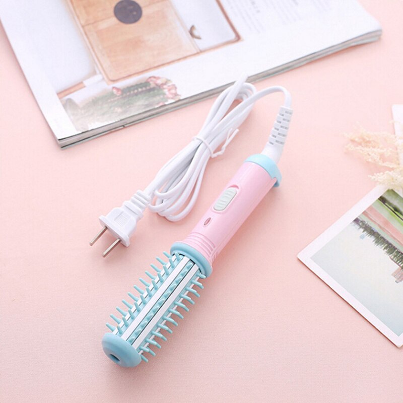 Mini ferro de ondulação 220v elétrica pequeno cabelo alisamento curling iron conjunto bonito plana ferros viagem ferramentas alisador cabelo: Azul