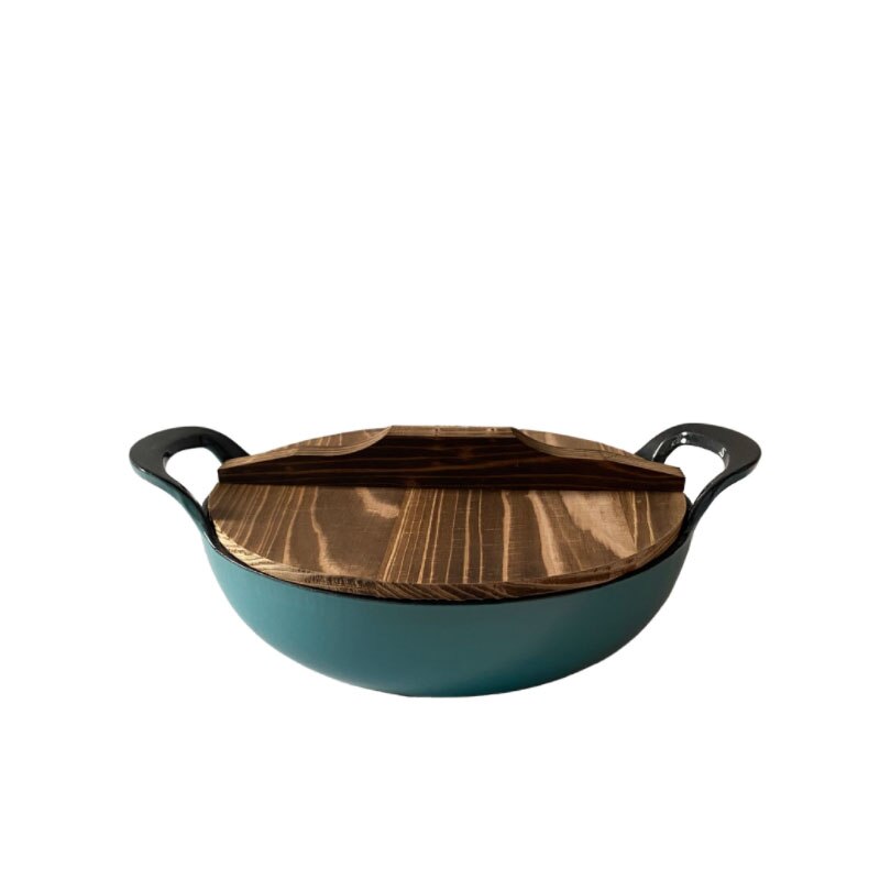 26cm Cast Iron Blue Enamel Soup Pot Saucepan: Default Title