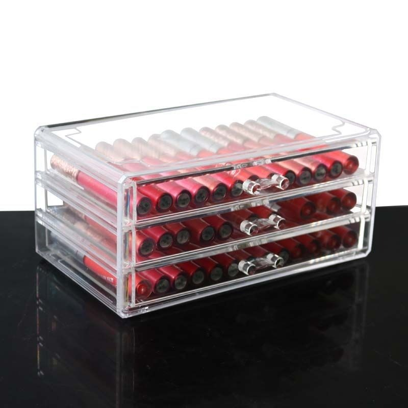 Large Capacity Storage Box Dressing Table Cosmetic Lipstick Storage Rack Transparent Drawer Desktop Finishing Box Acrylic