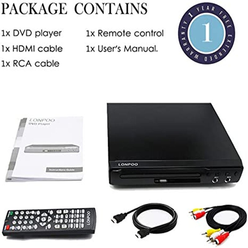 LONPOO Dvd-speler Regio Gratis HDMI RCA Scart USB DVD Speler Twee MIC Poorten Multi Taal Iron Body LED DVD speler Thuisgebruik