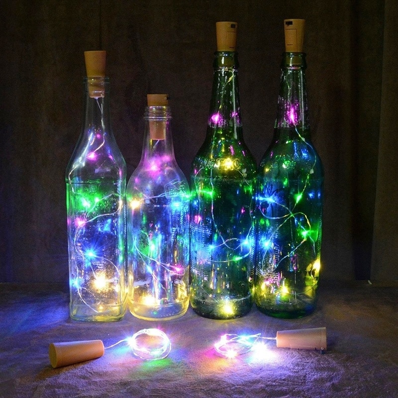 Luces led de corcho para botellas de vino de 9 colores de hoomall, cadena de luces de alambre para decoración de bodas y fiestas, 1m/2m/3m tapones para botellas, herramienta de barra