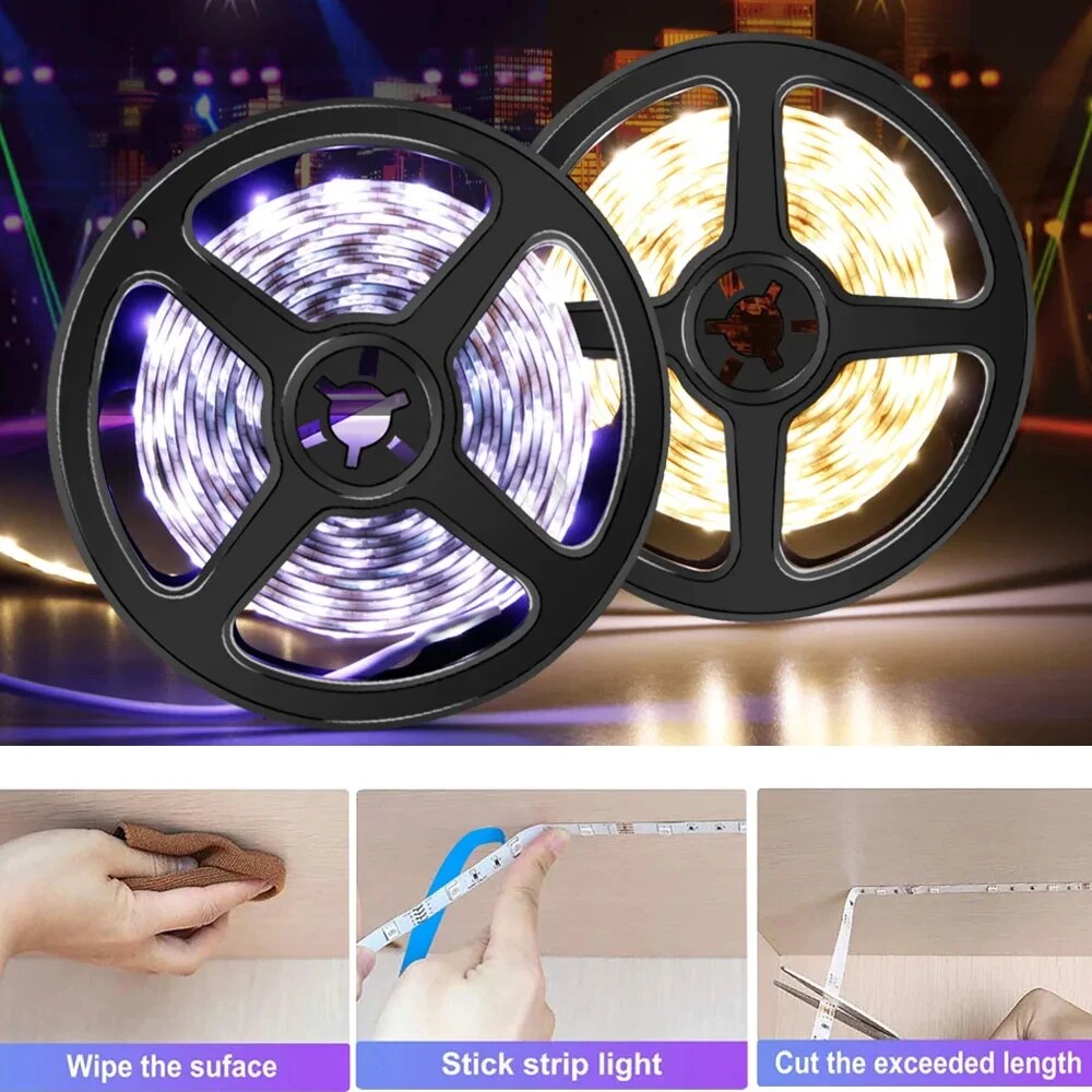 5V 2835 USB LED Strip Light Touch Sensing LED Flexible Lamp Tape Ribbon Backlight For Room Cabinet Lighting Mirror Brightening: black / Bundle1