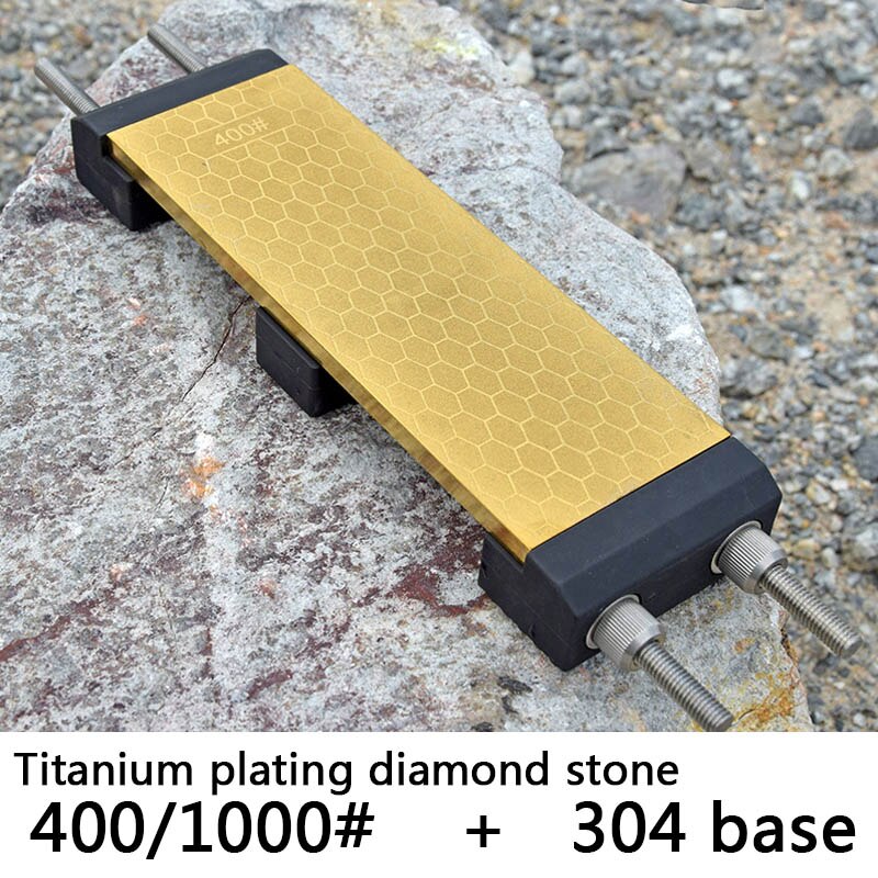 Titanium plating knife sharpener 400 1000 grit sharpening stone angle guide 304 stainless steel base: stone with base