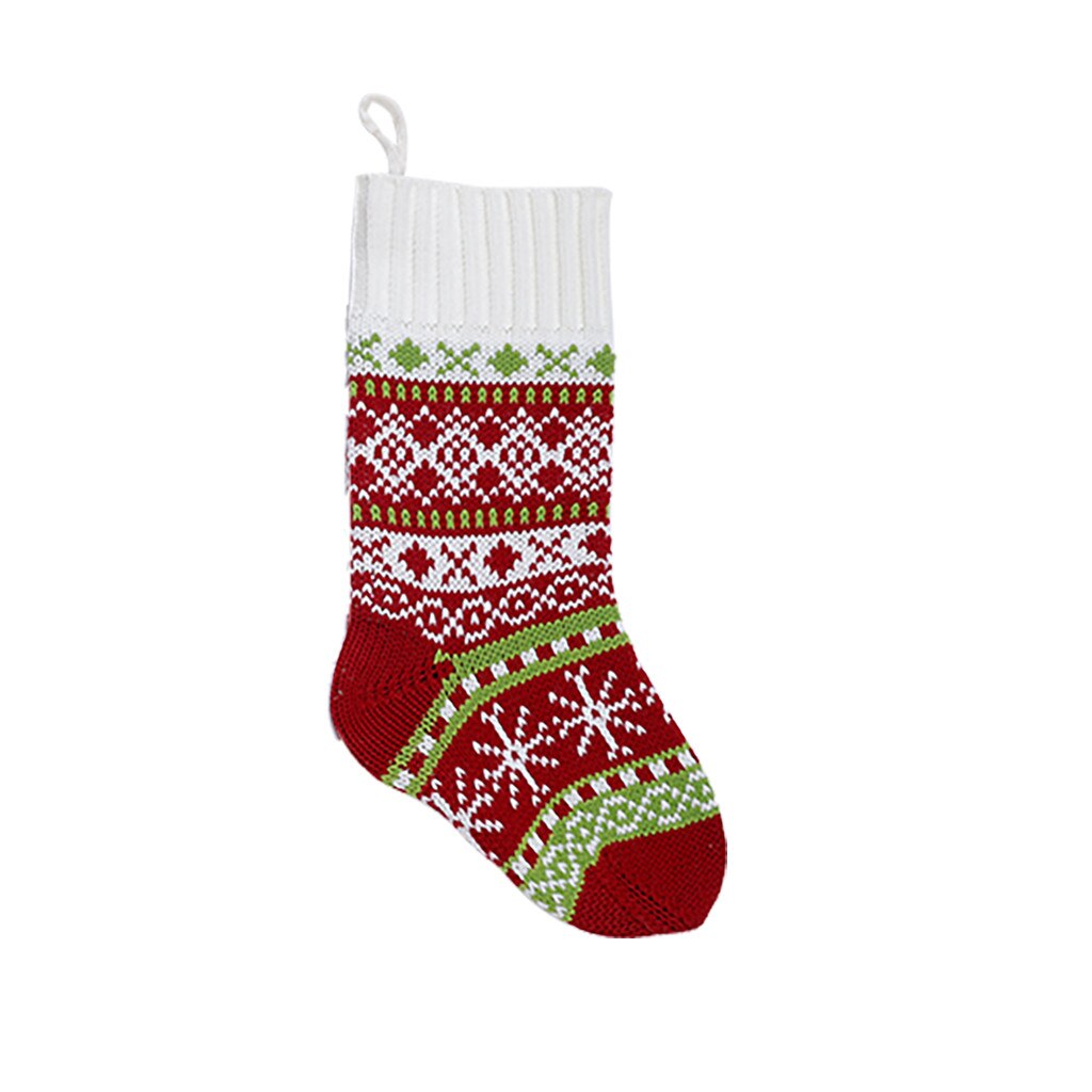 Gebreide Kerstsok Bag Kerst Decoreren Leveringen Snoep Stocking Xmas Houders Kerstboom Ornamenten: D