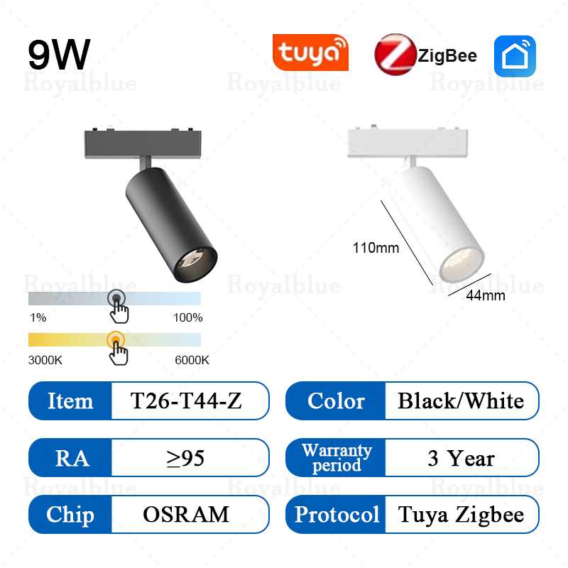 Smart Tuya Zigbee Ultra Dunne Magnetische Track Licht Flexibele DC48V Systeem Zwart Wit Slanke Plafond Ingebed Opbouw Thuis: LIGHT BLUE / Beige